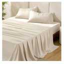 Bedsure Queen Sheet Set, Rayon Derived from Bamboo, Cooling Sheets, Breathable & Soft, Deep Pocket Up to 16", Hotel Luxury Silky Bedding for Hot Sleepers, Light Beige
