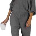 PRETTYGARDEN Two Piece Sets for Women 2026 Casual Ribbed Knit Off Shoulder Tops Lounge Pants Fall Tracksuits Winter Clothes