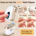 Electric Nail Clipper 2026 Upgraded 3 in 1 Rechargeable Automatic Nail Trimmer with LED Light & Clip Storage - USB Rechargeable for Baby, Kids,Seniors, Adults