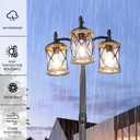 Dusk to Dawn Outdoor Lamp Post Lights with GFCI Outlet,3-Head Farmhouse Street Light Fixture,Aluminum Black Pole Exterior Lights, Waterproof Lantern Outdoor Lighting for Garden,Backyard,Driveway