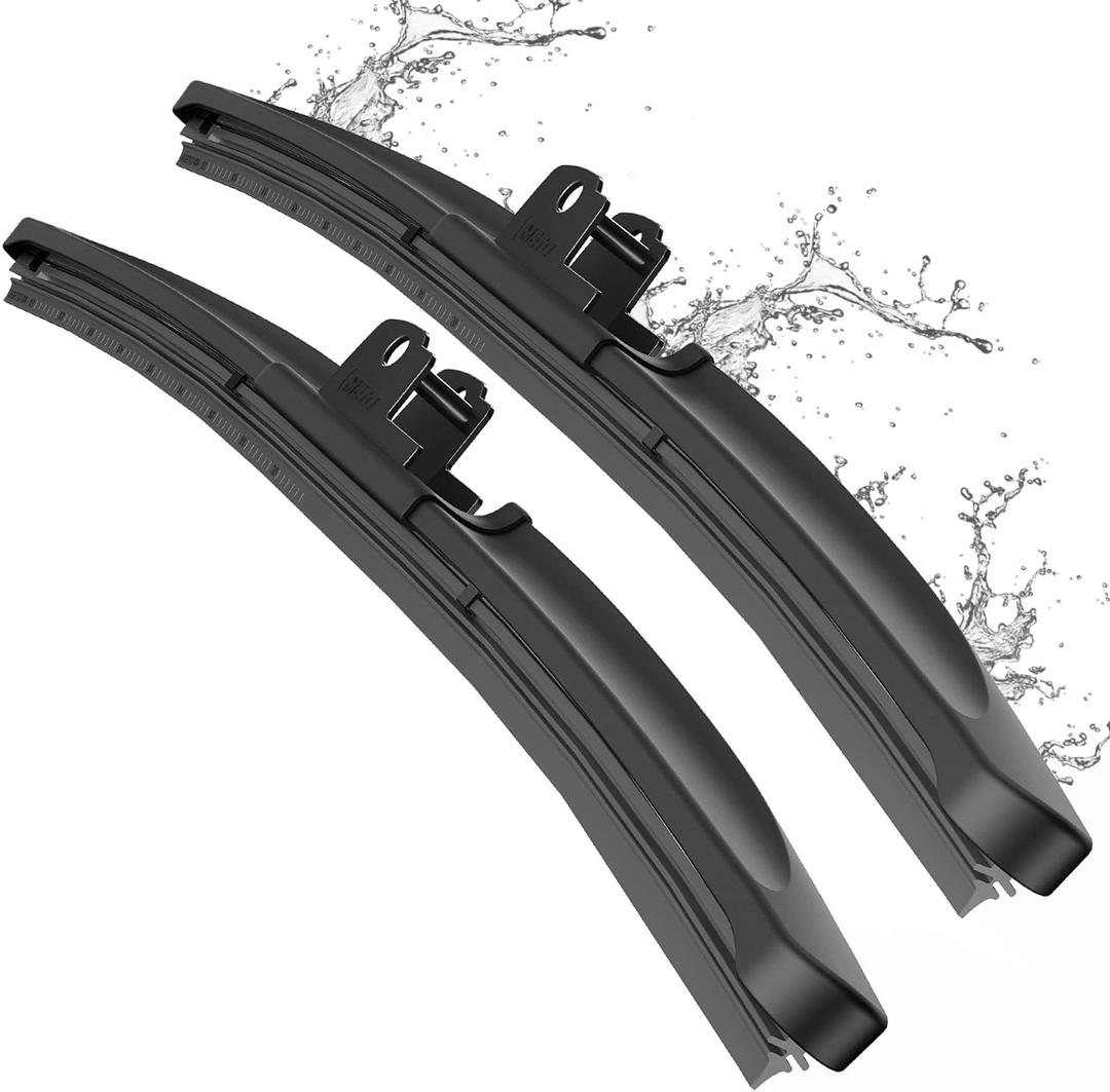 METO T6 Silicone Windshield Wiper Blades, 22 and 22 inches (set of 2) (22"+22" (Pair for Front Windshield))