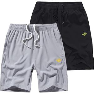 Vcansion 2 Pack Men's Outdoor Lightweight Hiking Shorts Quick Dry Sports Casual Running Shorts with Pockets Size 2XL