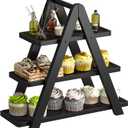 3 Tier Serving Tray Cupcake Stand and Towers Serving Tray for Party Food Tray Farmhouse Serving Platter Decorative Tray Decor Dessert Display Set Tiered Tray Stand (Black)