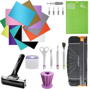 LOPASA Starter Kit for Cricut Joy Xtra Machine, Extra Bundle for Beginners, 8.5 x 12 Xtra Size Accessories and Supplies for Newbies, All Essential Tools and Material(Heat Transfer Vinyl Making Bundle)