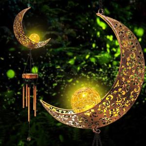 Solar Moon Wind Chimes Outdoor, Waterproof Moon Wind Bells Light Clearance for Outside, Unique Gifts for Mother's Day, Children's Day, Birthday, Mom, Women, Decor for Garden, Yard, Party