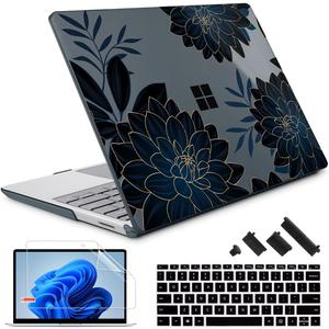 Case for 13.5" Microsoft Surface Laptop 5/4/3 with Metal Palm Rest ONLY 2019-2022 Release Models:1868/1951, Plastic Hard Shell Case with Keyboard Cover & Screen Protector, Flower Dahlia