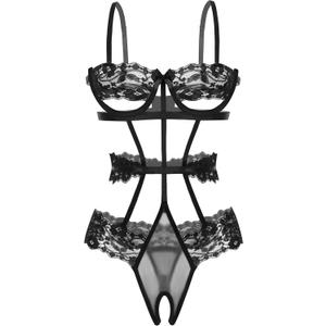 Avidlove Lingerie Bodysuit For Women Floral Lace Teddy Underwired One Piece Babydoll Mini Babydoll, Small