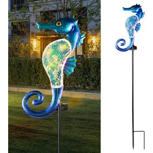 Yiosax-Solar Outdoor Lights Decorative-Yard Outdoor Decor-Garden Stakes Seahorse Decorations Waterproof 7 LED Light Decor Ocean Beach Theme for Lawn Path Yard Decoration Gift Idea Mom Women