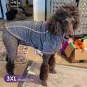 cyeollo Dog Sweater Fleece Jackets with Zipper Fleece Lining Warm Step in Coats Reflective Dog Sweaters for Large Dogs, Grey XXX-Large