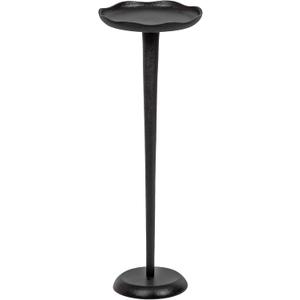Kate and Laurel Alessia Modern Decorative Metal Drink Table; 8 x 8 x 22; Black; Round Cast Aluminum Pedestal Plant Stand with Rough Texture and Deckled Edge