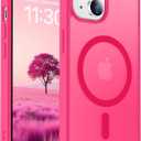 5 x Designed for iPhone 14 Case,iPhone 15 Case with Magnetic [12 FT Military Drop Protection] [Compatible with Magsafe] Slim Translucent Matte Shockproof with Anti-Fingerprint Phone Case, Hot Pink