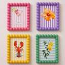 AceOrbit 4 Pcs Beaded Picture Frames Colorful Picture Frame Maximalist Decorative Wavy Art Front Tabletop Display Wall Hanging Gift for Home Decoration (5x7 Inch,Spring Color)