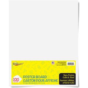 White Poster Board, Premium 2-Sided 22x28 for School Projects, Arts & Crafts, Water & Fade Resistant Posterboard for Signs & Presentations, Large Posterboard 22x28, 100 Count, 100 Sheets