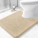 Arotive Bathroom Toilet Rugs U Shaped 24x20, Extra Soft Absorbent Shaggy Chenille Contour Bath Rugs for Toilet, Machine Washable Non-Slip Contoured Bath Mats, Beige