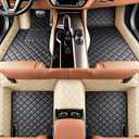 Custom Personalized Floor Mats for Cars, Luxury Full Coverage All Weather Car Mats, Anti-Slip Car Mat Set, Customize Floor Mat for 99% of Sedan, Trucks SUV (Beige Black)