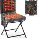 Heated Hunting Blind Chair, 360 Swivel Foldable Camo Padded Hunting Seat, Portable Duck Turkey Deer Chair with Strap for Outdoor Camping Fishing, Supports to 330 LBS, Battery Not Included