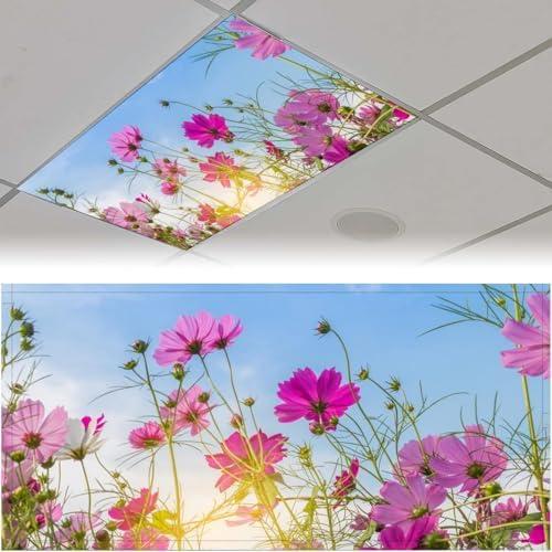 2PCs Magnetic Light Covers for Classroom, School, Home or Office - Decor Filters, 4x2Feet Flower