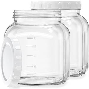 2 Pack 0.8 Gallon Glass Jar With Lid, 102 Oz Wide Mouth Mason Jars, Clear Glass Storage Jars With 2 Scale Marks, Canning Jars For Pickling, Rice, Sugar, Flour, Pasta