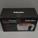 Mueller UltraToast Full Stainless Steel Toaster 4 Slice, Long Extra-Wide Slots for Bagels and Waffles, 6 Browning Levels, LED Display, Cancel/Defrost/Reheat Functions & Removable Tray, Kitchen Gadgets