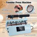 Tumbler and Hat Heat Press Machine, 2-in-1 Combo Machine for Cup and Cap with Gloves and High Temp Heat Resistant Tape for 11oz-30oz Sublimation Tumbler and All Caps, Blue