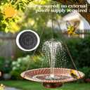 19.6" Large Bird Bath with Solar Fountain, LED & Battery Hanging Birdbath