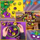 MiniInflat 16 Pcs Mardi Gras Ball Ornaments 2.4 Inch Glitter Mardi Gras Tree Ornaments with Hanging Rope Carnival Masks Purple Green Gold Tree Decorations for Home Carnival Masquerade Party Decor