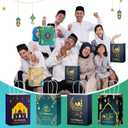 Cholemy 30 Pcs Eid Mubarak Gift Paper Bags with Handles Ramadan Gift Muslim Party Goody Treat Bags for Eid Mubarak Holiday Party Favor Supplies Decor Candy Gifts