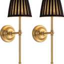 KDG Cordless Wall Sconces Set of 2, Small Wireless 5200mAh Rechargeable Battery Fabric LED Wall Lamps, Portables Lightings for Wall Painting, Living Room, Bedroom, Hallway, Gifts, Night Light (Black)