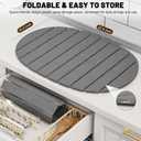 Large Stone Drying Mat for Kitchen Counter, Quick Drying Foldable Dish Drying Mat, Super Absorbent Diatomaceous Earth Drying Mat for Dishes Bottles Cups, Match Any Countertop (Grey, 22.8"x15.4") (Gray)