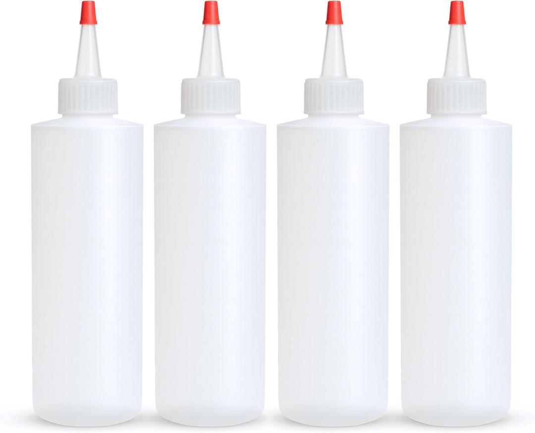 BRIGHTFROM Condiment Squeeze Bottles, 4 OZ Empty Squirt Bottle, Red Top Cap, Leak Proof - for Ketchup, Mustard, Syrup, Sauces, Dressing, Oil, Arts & Crafts, BPA FREE Plastic - 4 PACK