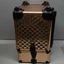 Frenessa Rolling Makeup Train Case 3 in 1 Professional Cosmetic Trolley Large Storage with keys Swivel Wheels Salon Barber Case Traveling Cart Trunk for Make Up Nail Tech - Vintage Rose Gold