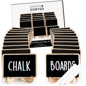 Mini Chalkboard Signs for Food, 18 Pack Framed Small Chalk Boards with Stand Including 3 White Chalk Sticks, Food Party Label Tags, Wedding Buffet Cheese Candy Table Supplies