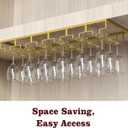 Nuovoware Wine Glass Rack - Under Cabinet Stemware Wine Glass Hanger Rack Holder for Bar Kitchen Cabinet, 6 Rows - Light Gold