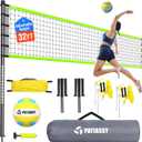 Outdoor Volleyball Net Set for Backyard & Beach, 32FT Regulation Size, Easy Setup Adjustable Height Poles, Portable Net System with PU Volleyball, Pump & Carry Bag