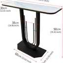 39.37'' Rectangle Narrow Console Table with Marble Top, Elegant Sofa Table Modern Entryway Tables, Round-Shaped Metal Frame, for Entry, Behind Sofa Couch, Entrance, White & Black Metal Base