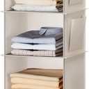 YOUDENOVA Hanging Closet Organizer, 6-Shelf Closet Hanging Storage with Side Pockets, Beige