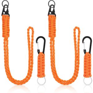 Frienda 2 Set Heavy Duty Paracord Lanyard Necklace Whistles Strap Braided 550 Keychain Lanyard for Outdoor Activities Camera (Orange)