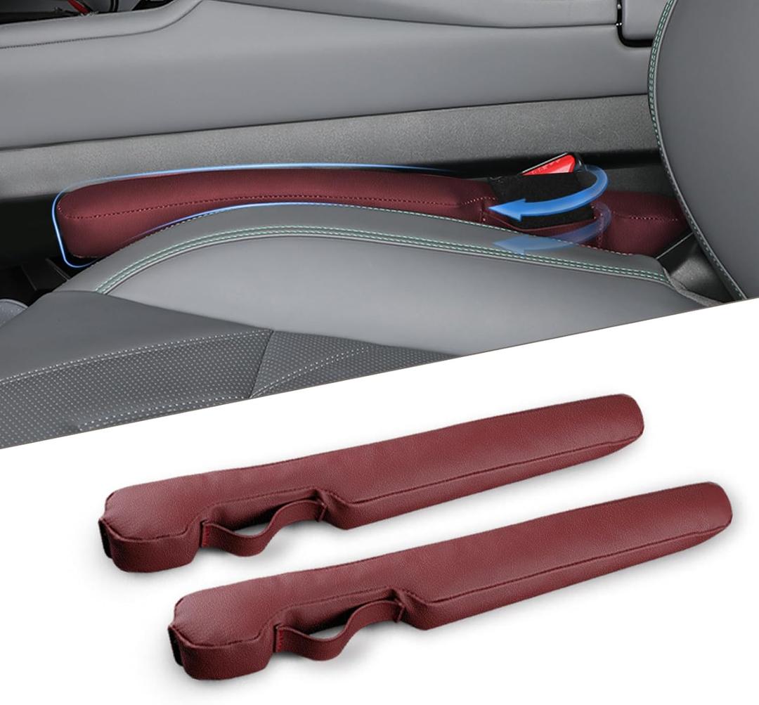 Leather Car Seat Gap Filler Universal for Car Truck SUV to Block The Gap Between Seat and Console Stop Things from Dropping 2 Sets Red, SGF02R