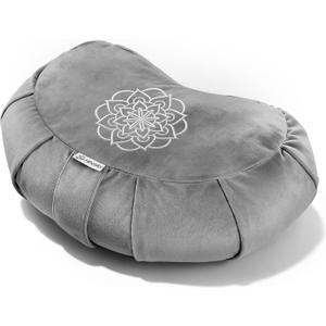Hihealer Premium Meditation Cushion  Comfortable Floor Pillow for Adult Traditional Crescent Meditation Pillow Yoga Buckwheat Bolster (Grey)