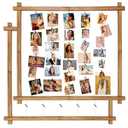 Wood Picture Frames Collage,Photo Display Hanging Picture Board Wall Decor for Graduation Letter Postcard Greeting Card Organizer,Pine,Adjustable Bead String,2 Pack,(Carbonized Brown)