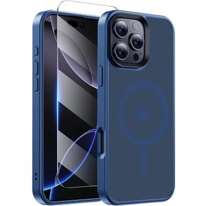 for iPhone 16 Pro Case with HD Screen Protect, [Compatible with MagSafe] [15FT Military Drop Protection] [Camera Protection] Magnetic Case for iPhone 16 Pro, Dark Blue