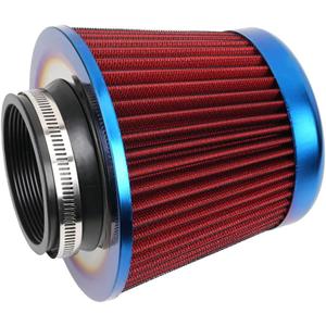 Cold Air Intake Filter, High Performance, Washable Filter, Clamp-On Replacement Air Filter, Flange Diameter 3inch/76mm Red