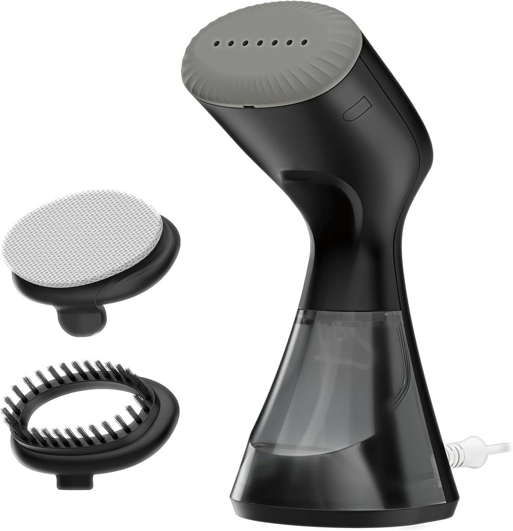 Conair Handheld Garment Steamer for Clothes, Compact Fabric Steamer for Home or Travel, Quick 30-Second Heat-Up, 10-Minute Continuous Steam, Includes Bristle Brush & Delicates Bonnet, Black, GS81