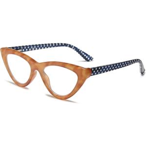 2SeeLife Premium Cat Eye Reading Glasses for Women – Narrow–Medium Fit, Sturdy Frame, Spring Hinges, Stylish Funky Readers, Honey Yellow, +2.25