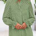 PRETTYGARDEN Lace Long Sleeve Shirts Casual Button Down Going Out Tops Hollow Out Eyelet Blouses 2026 Spring Fashion Clothing(Grass Green,Medium) (Green, M)