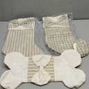 Realspring 3 Pack Burlap Christmas Stockings with Wooden Name Tag for Dogs 18" Large Boho Rustic Farmhouse Neutral Bone Shape Stocking Beige Plaid Bow Hanging Ornament for Family Fireplace Xmas Season