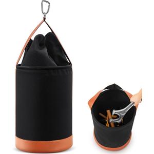 Upgraded Canvas Bucket, Flame Retardant Top Closed Tool Bucket with High Strength Aluminum Lock and Extended Top, Bottom Leather Material, 66 Pound Load Rated