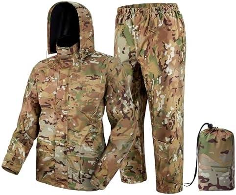 Fousam Rain Suit, Rain Gear for Men Waterproof, Camo Rain Jacket, Lightweight Rain Coat XL