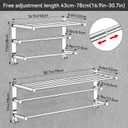 CAXIMSY Adjustable Towel Bar for Bathroom Wall Mount17-30.7inch Adhesive Shower Towel Rack Stainless Steel Bath Towel Holders for Toilet Kitchen Double Towel Hanger (3-Layer Towel Rack)