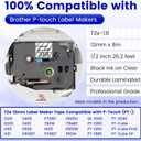 TZe Tz Tape 12mm 0.47 Laminated Clear Replace for Brother Label Maker Tape Clear TZe-131 Compatible with Brother P-Touch Label Tape 1/2 Inch for PTD210 D220 H110 H111 D410 610BT CUBE 1280 1880, 6-Pack